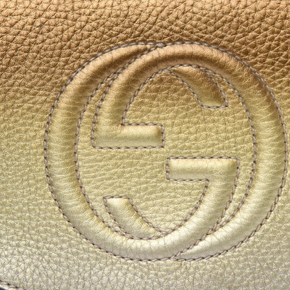 Gucci Metallic Pebbled Calfskin Small Soho Flap Crossbody Gold Ombre 10 of 10