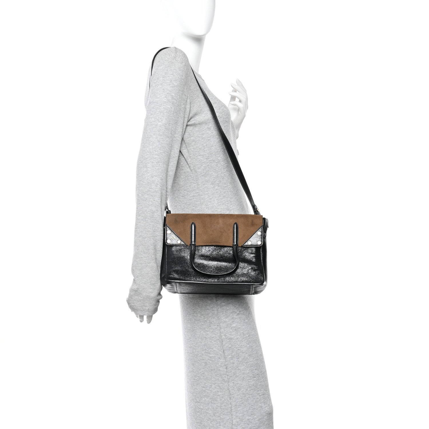 Fendi Agnello Old Shine Vitello Go Rain Small Flip Tote Black Marrone 2 of 9