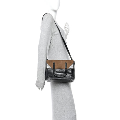 Fendi Agnello Old Shine Vitello Go Rain Small Flip Tote Black Marrone 2 of 9