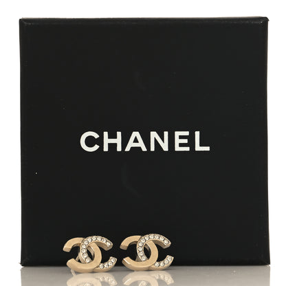 Chanel Metal Crystal CC Earrings Gold 5 of 5