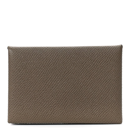 Hermes Epsom Calvi Card Case Etoupe 1 of 11