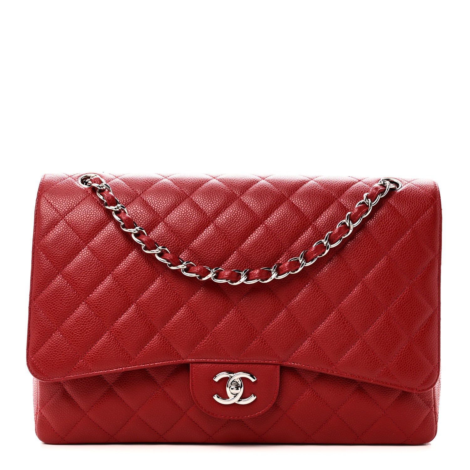 Chanel Caviar Quilted Maxi Single Flap Red 1 of 10
