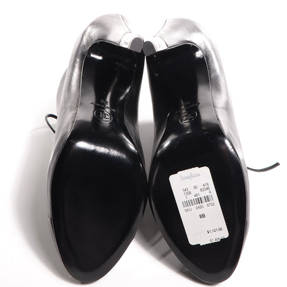Chanel Leather Lacets Cap Toe Booties 38 Noir 5 of 9