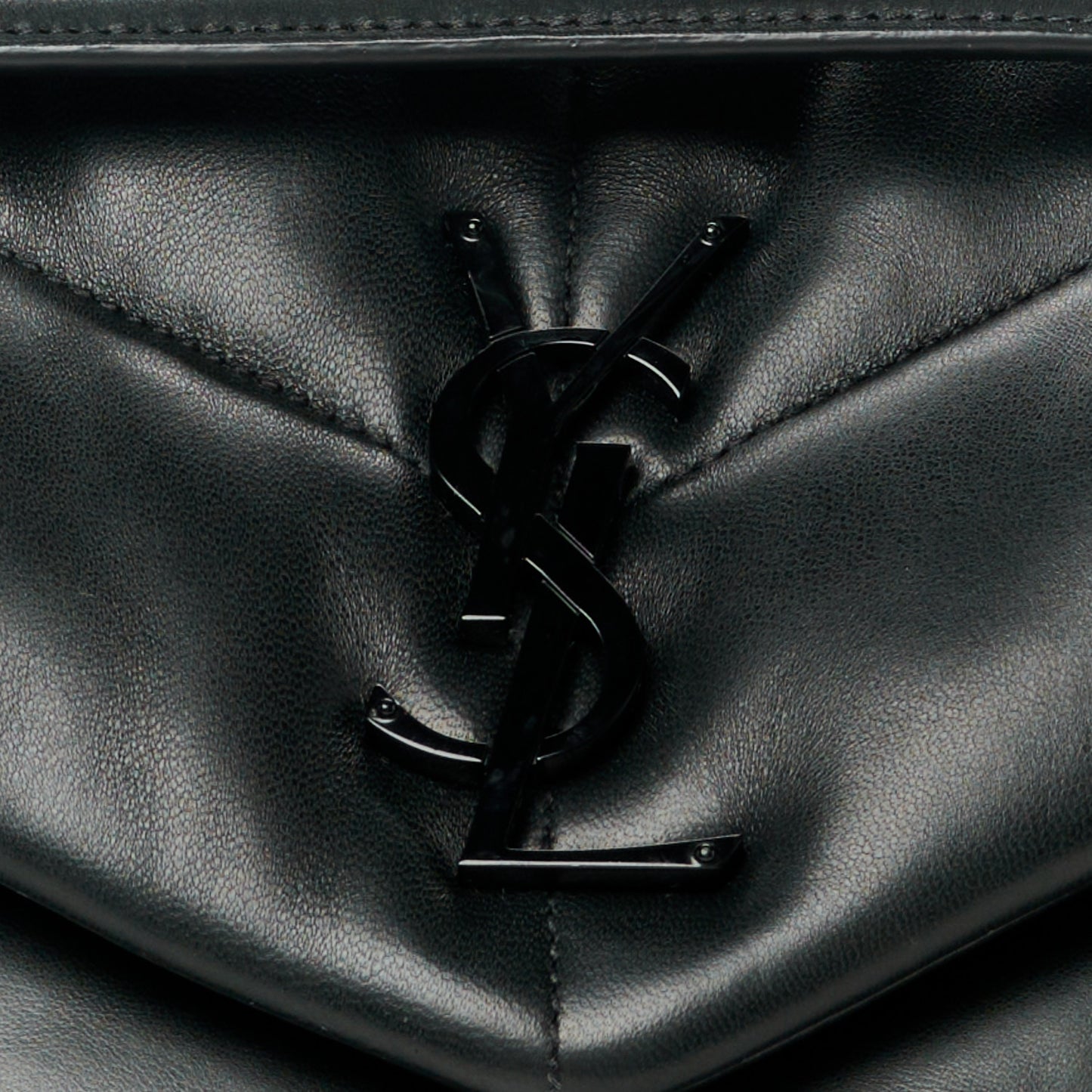 Lambskin Quilted Monogram Monochrome Small Loulou Puffer Chain Satchel Black