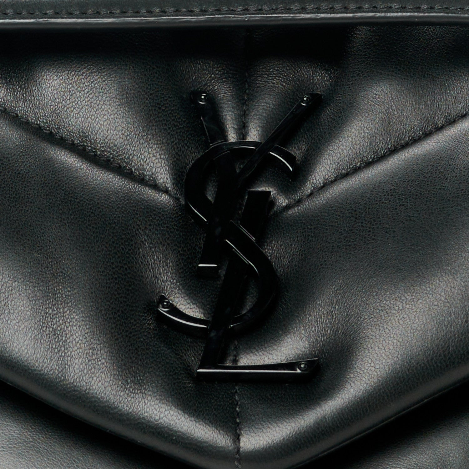 Saint Laurent Lambskin Quilted Monogram Monochrome Small Loulou Puffer Chain Satchel Black 9 of 11