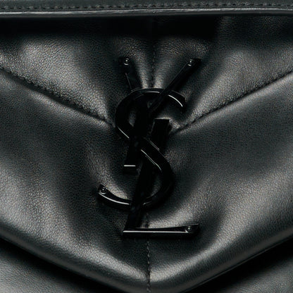 Saint Laurent Lambskin Quilted Monogram Monochrome Small Loulou Puffer Chain Satchel Black 9 of 11