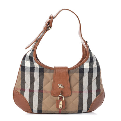 Burberry House Check Quilted Small Brook Hobo Brown 1 of 8