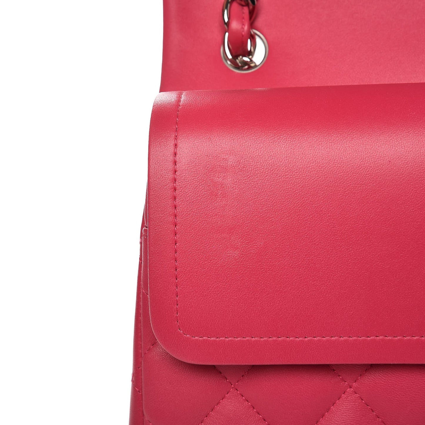 Lambskin Quilted Jumbo Double Flap Dark Pink