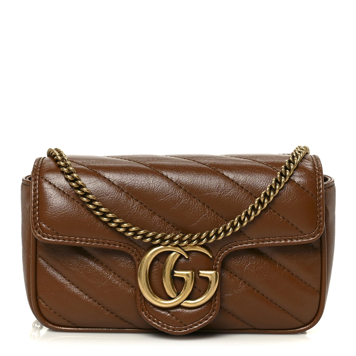 Azalea Calfskin Matelasse Diagonal Super Mini GG Marmont Shoulder Bag Cuir