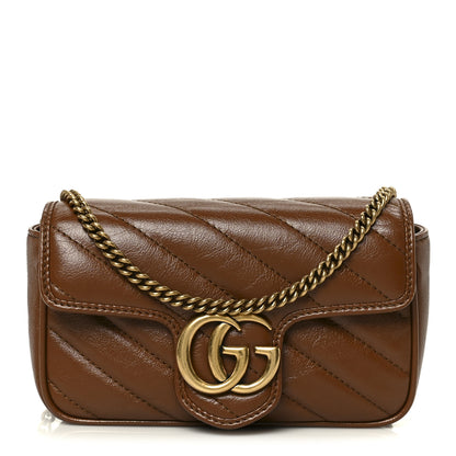 Gucci Azalea Calfskin Matelasse Diagonal Super Mini GG Marmont Shoulder Bag Cuir 1 of 11