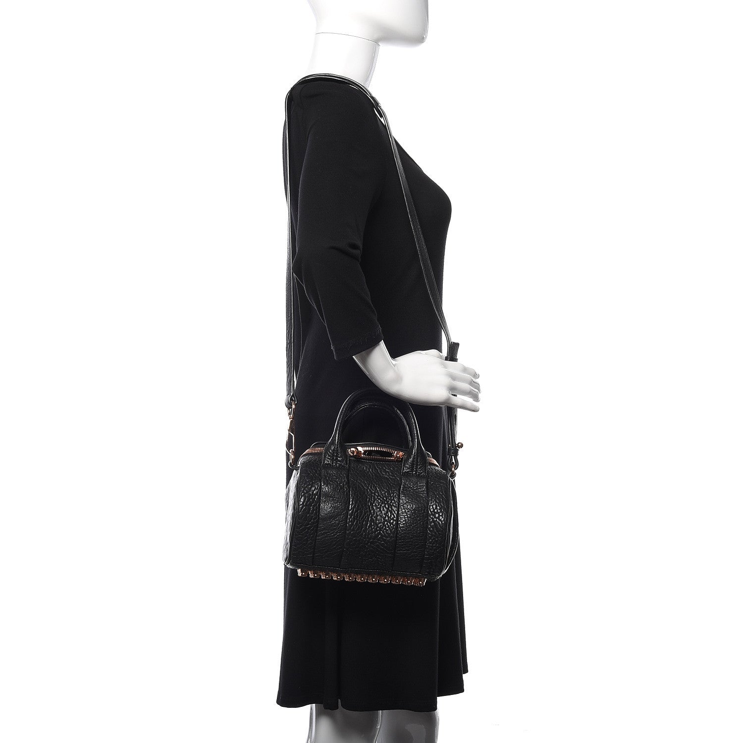 Alexander Wang Pebbled Lambskin Mini Rockie Black Rose Gold Hardware 2 of 8