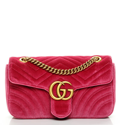 Gucci Velvet Matelasse Small GG Marmont Shoulder Bag Light Raspberry Rose 1 of 6
