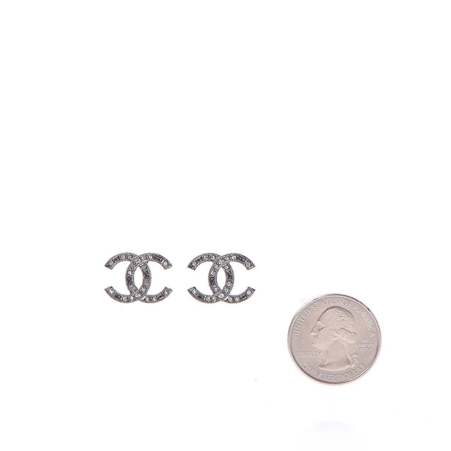 Chanel Crystal Star CC Earrings Silver Grey 2 of 6