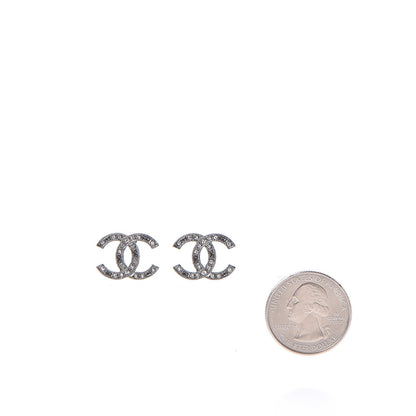 Chanel Crystal Star CC Earrings Silver Grey 2 of 6