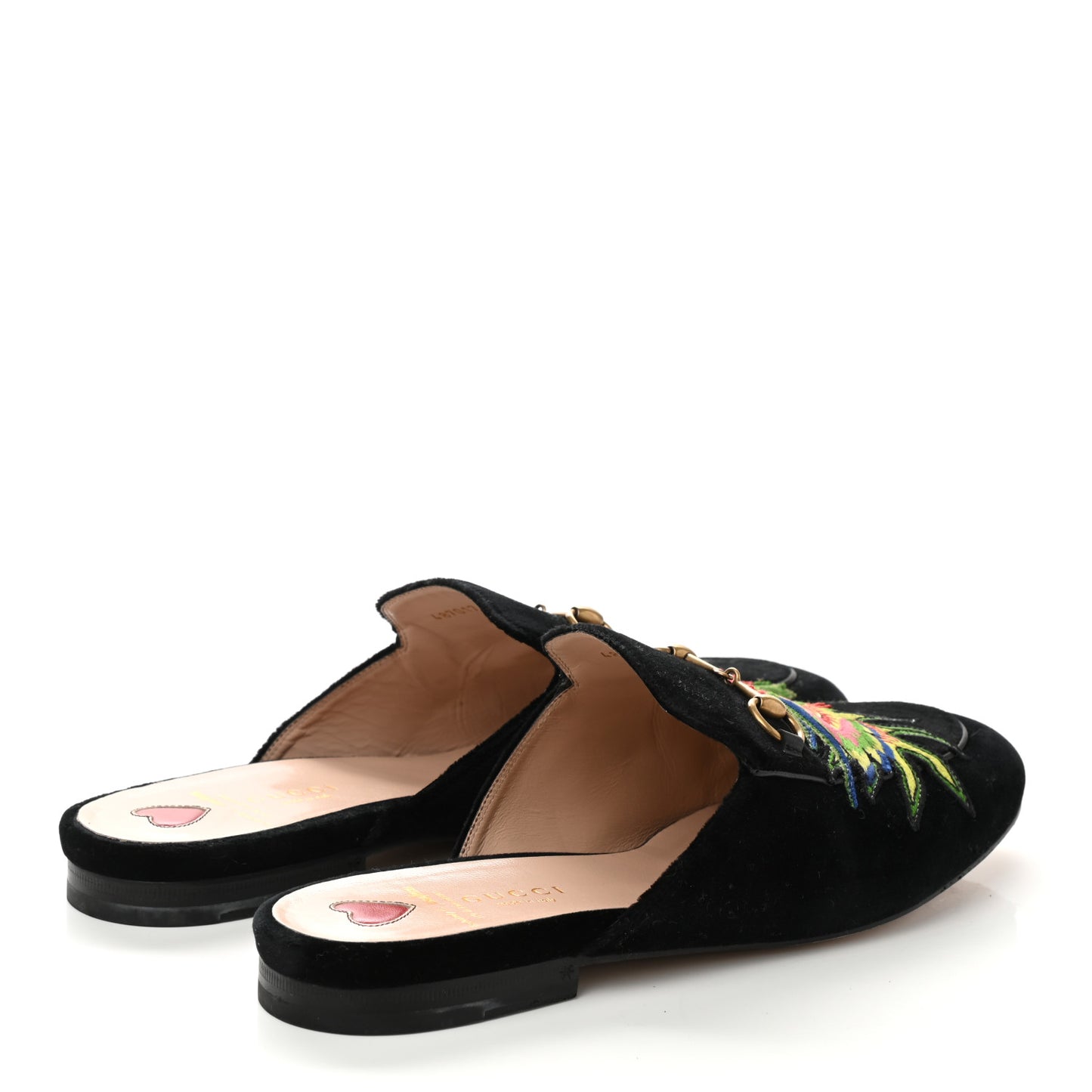 Velvet Dragon Embroidered Womens Princetown Slippers 39.5 Black