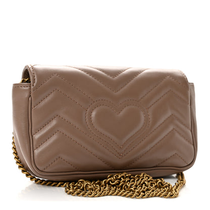Gucci Calfskin Matelasse Super Mini GG Marmont Shoulder Bag Porcelain Rose 3 of 13