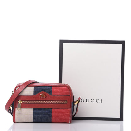 Gucci Canvas Sylvie Stripe Mini Ophidia Camera Bag Mystic White Hibiscus Red Maritime 10 of 10
