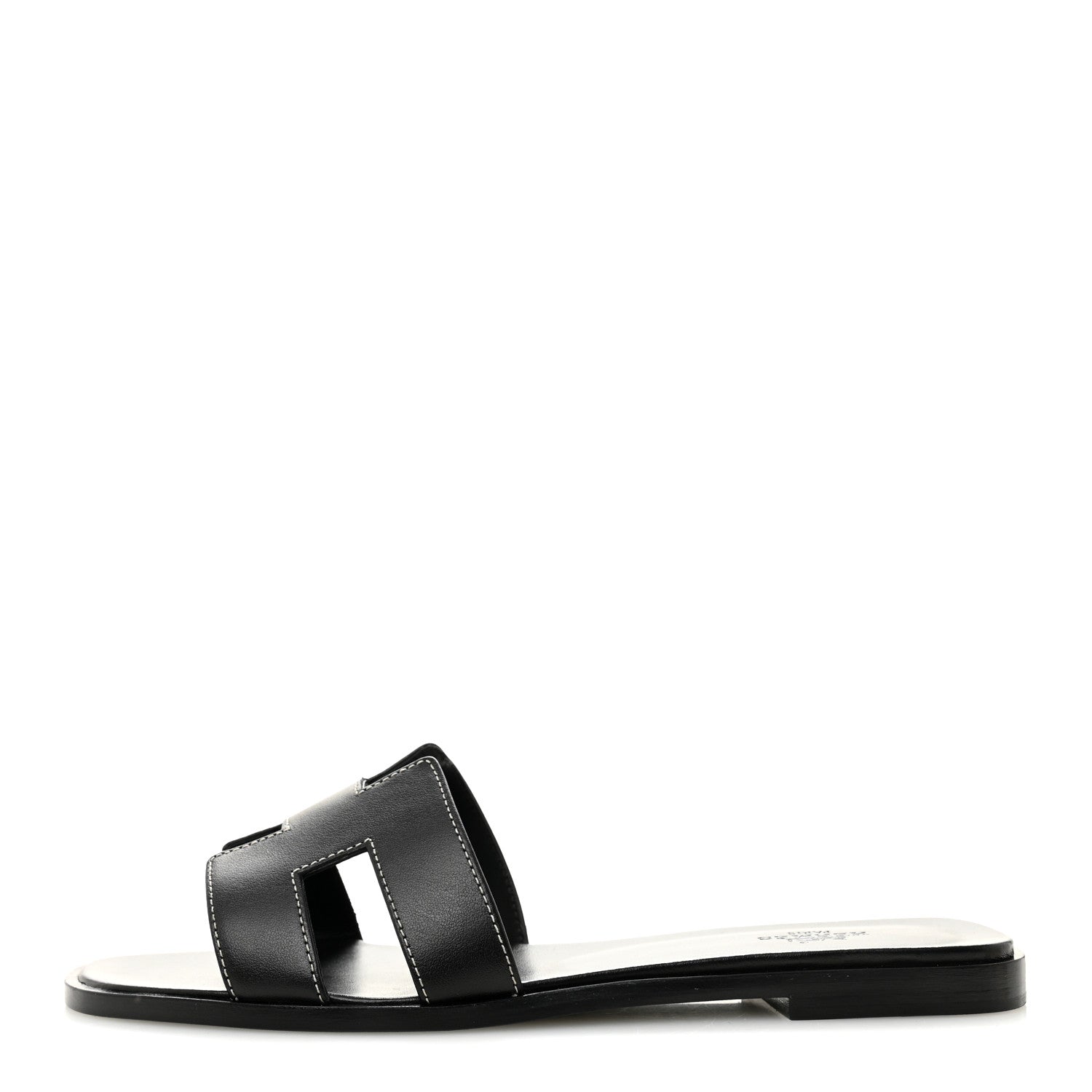 Hermes Box Calfskin Oran Sandals 39.5 Black 1 of 9