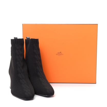 Hermes Knit Calfskin Volver Ankle Boots 38.5 Black 11 of 11