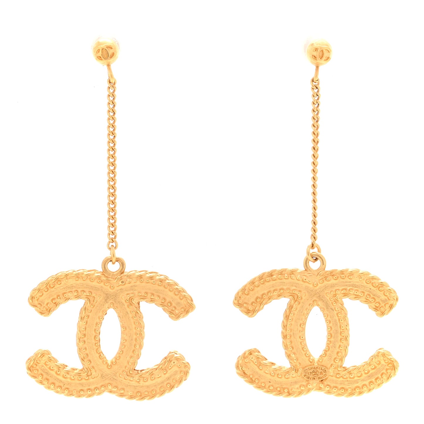 CC Drop Earrings Matte Gold