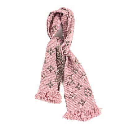 Louis Vuitton Wool Silk Logomania Shine Scarf Pink 1 of 3