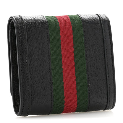 Gucci Textured Dollar Calfskin Web Ophidia Card Case Wallet Black 3 of 10