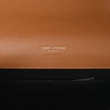 Saint Laurent Grain De Poudre Matelasse Chevron Monogram Cassandre Flap Pouch Natural Dark 6 of 8