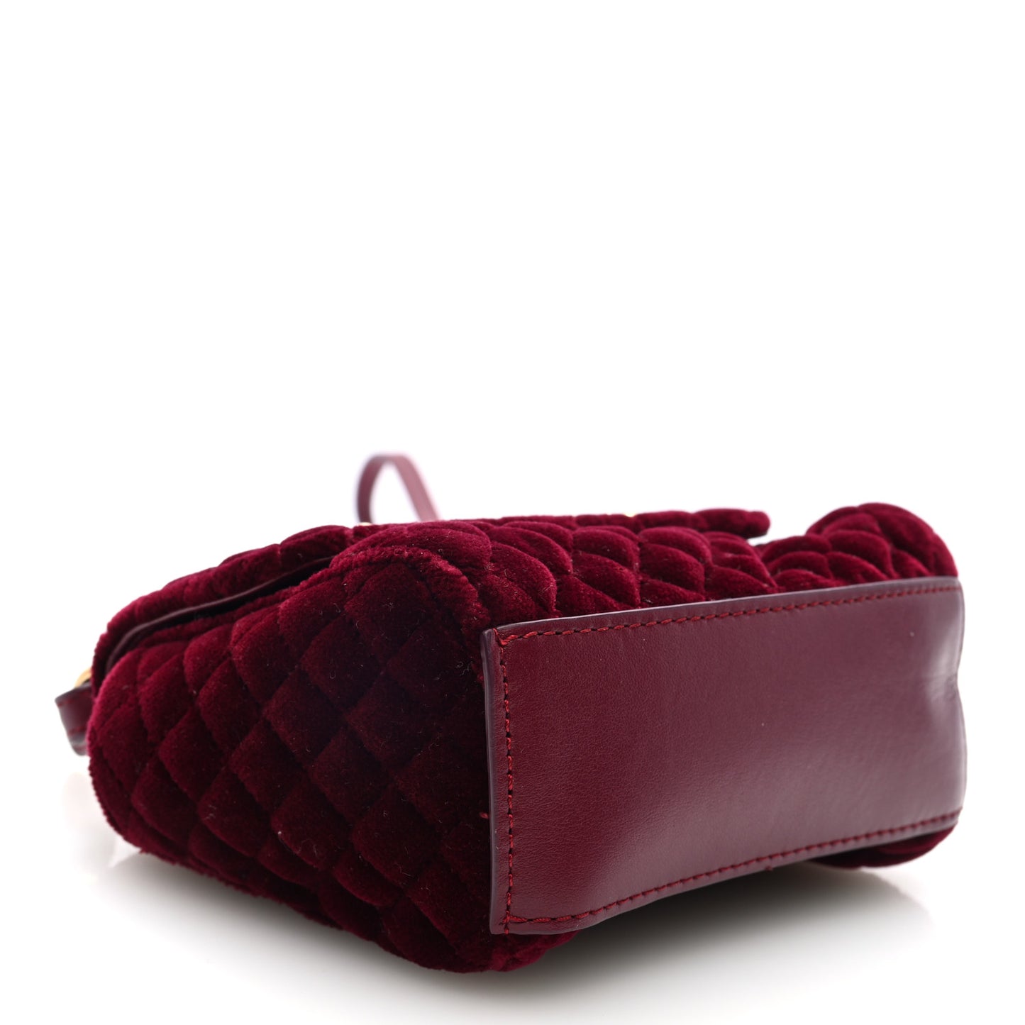 Velvet Quilted Embellished DG Childrens Top Handle Bag Burgundy
