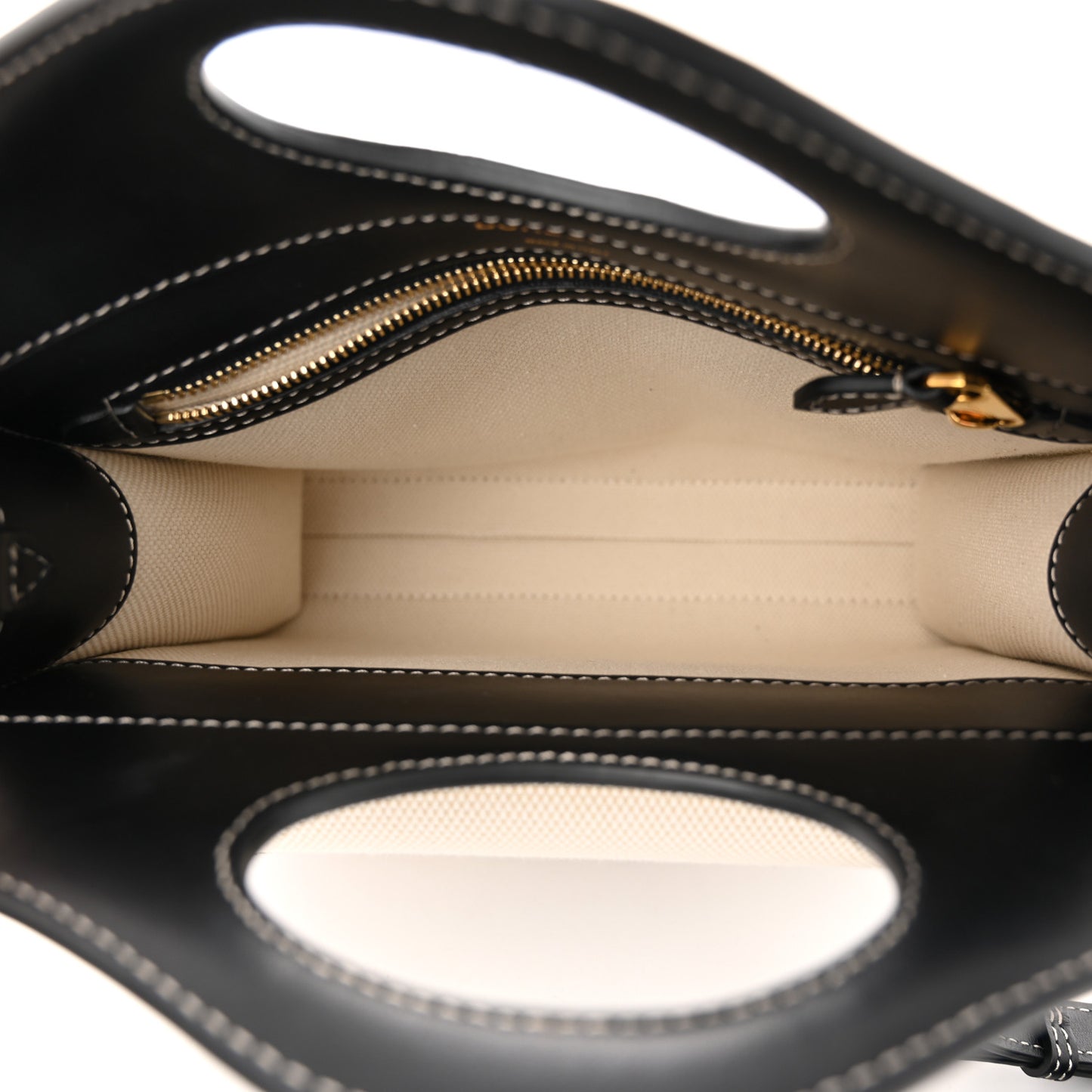 Canvas Smooth Calfskin Two Tone Mini Pocket Bag White Black