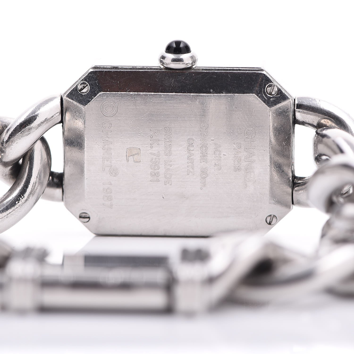 Chanel Stainless Steel 20mm Chain Premiere Quartz Watch Black L 4 of 6