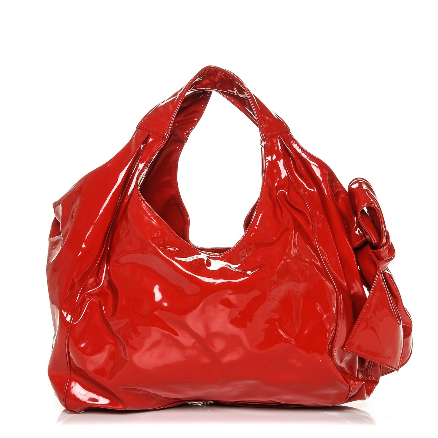 Patent Lacca Large Nuage Bow Hobo Red