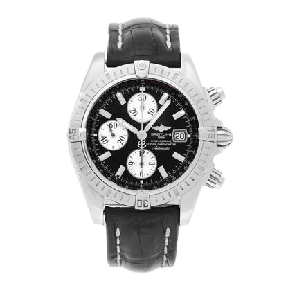 Breitling Stainless Steel Alligator 44mm Chronomat Evolution Automatic Watch Black A13356 1 of 4