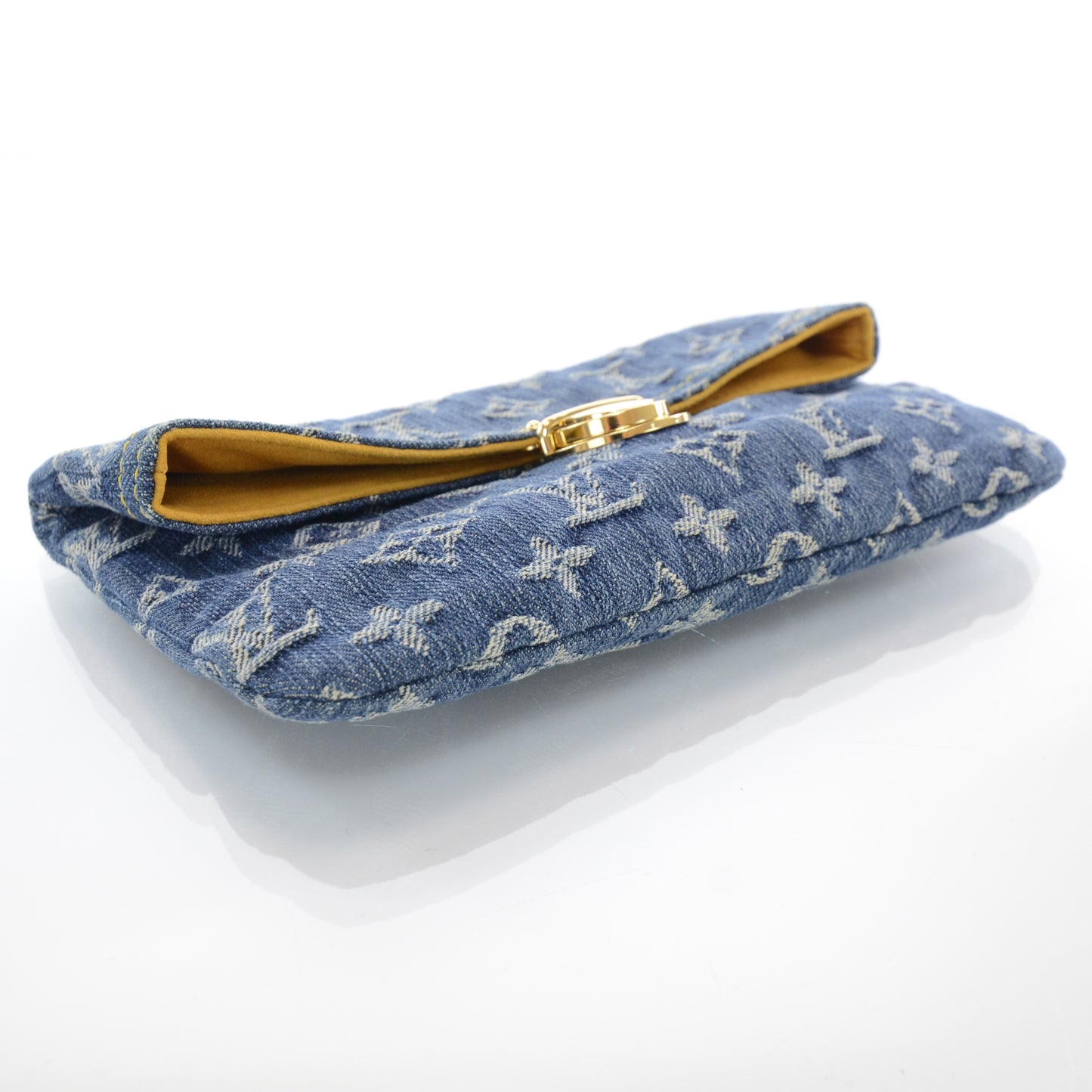 Monogram Denim Pochette Plat Clutch Blue