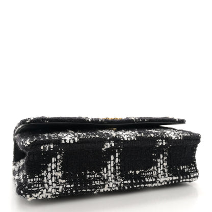 Chanel Tweed Quilted Chanel 19 Wallet On Chain WOC Black White 4 of 12