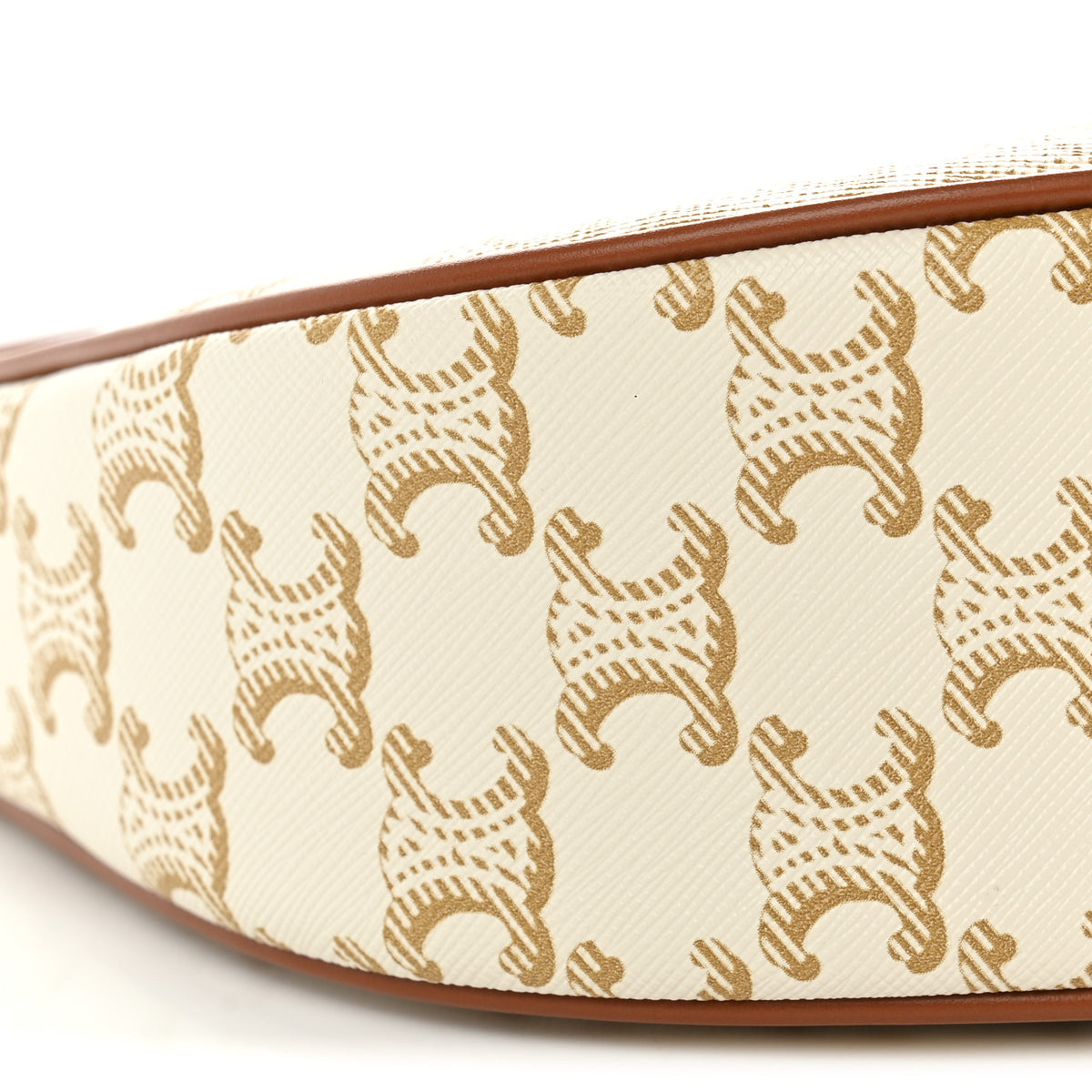 Canvas Calfskin Ava Triomphe Shoulder Bag White