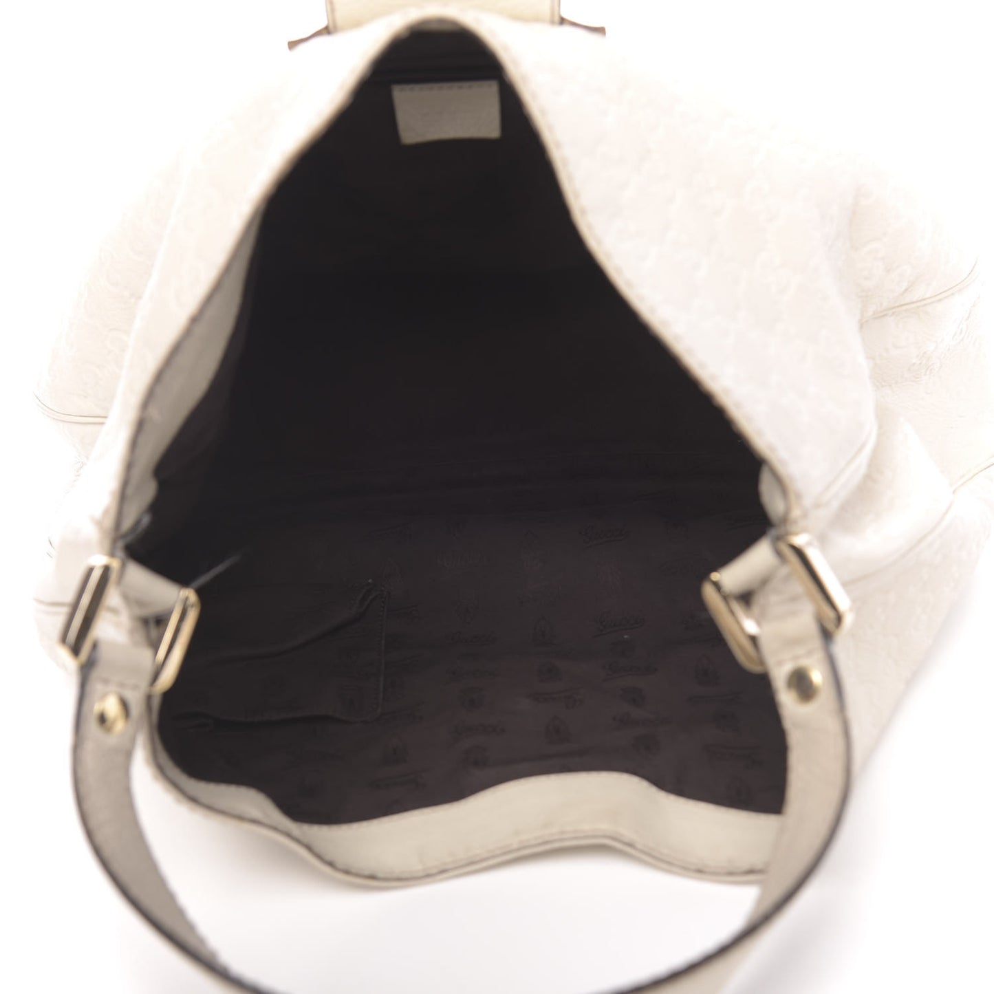 Guccissima Large New Ladies Web Hobo Off White