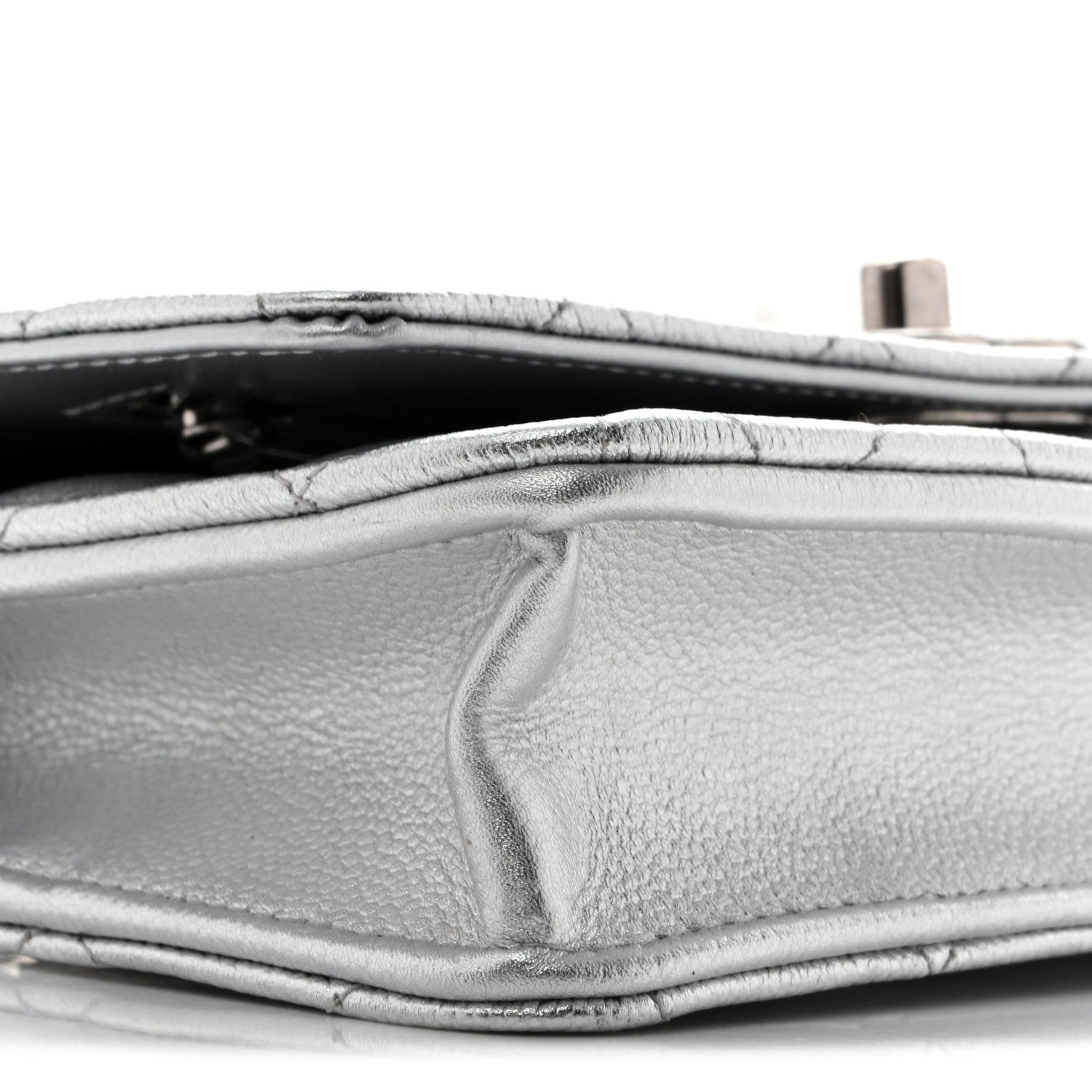 Chanel Metallic Caviar Quilted Wallet On Chain WOC Silver 10 of 13