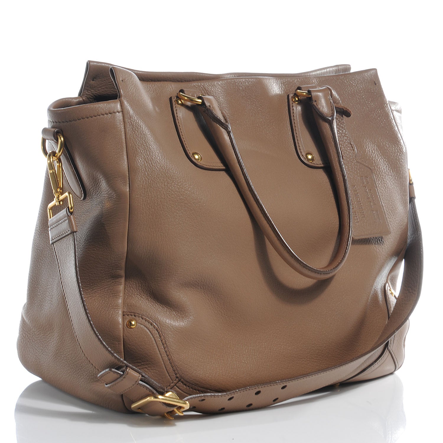 Prada Cervo Deerskin Tote Visone 3 of 10