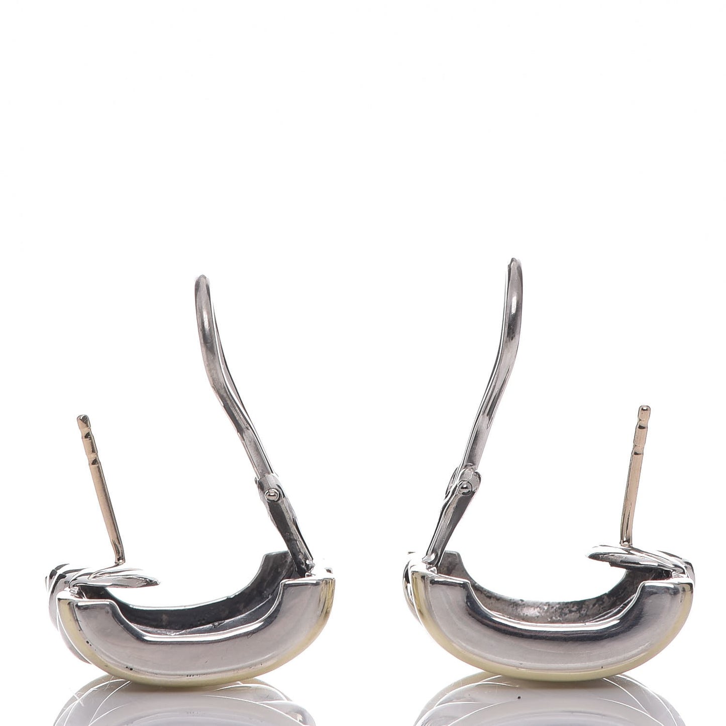 Sterling Silver 14K Yellow Gold Cable Classics Cigar Band Earrings