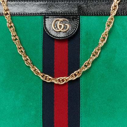 Gucci Suede Patent Web Medium Ophidia Chain Shoulder Bag New Shamarock Black 8 of 10