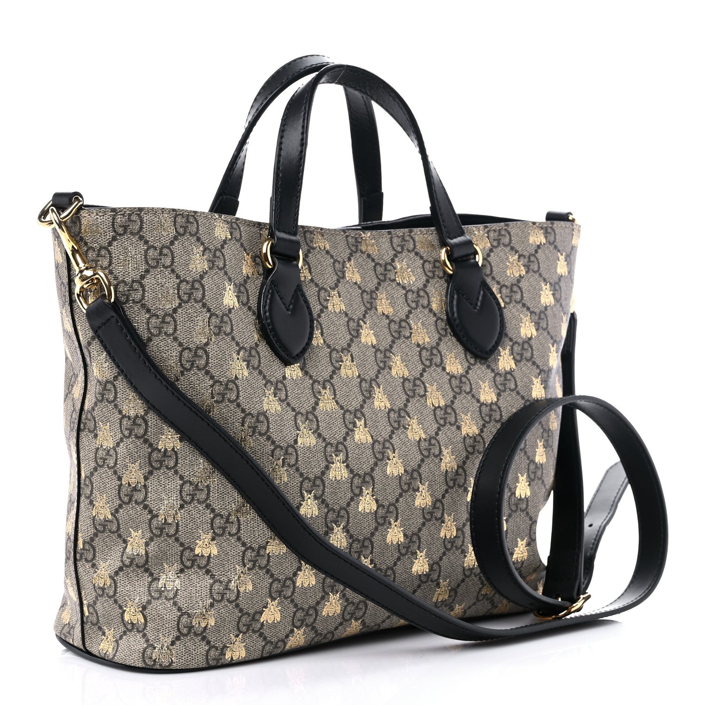 Soft GG Supreme Monogram Bees Small Crossbody Tote Beige Oro Black