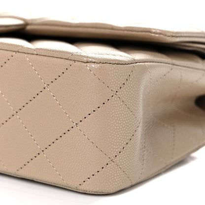 Chanel Iridescent Caviar Quilted Medium Double Flap Dark Beige 7 of 11
