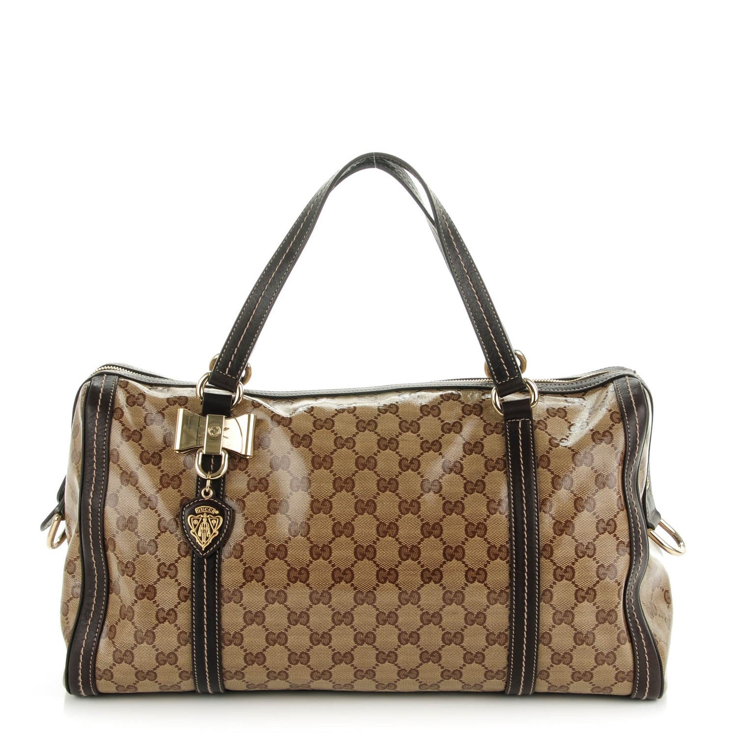 Crystal Monogram Medium Duchessa Boston Bag Brown