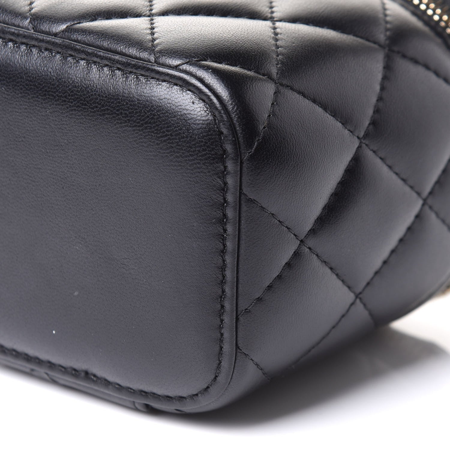 Chanel Lambskin Quilted Mini Pearl Crush Vanity Case With Chain Black 16 of 17