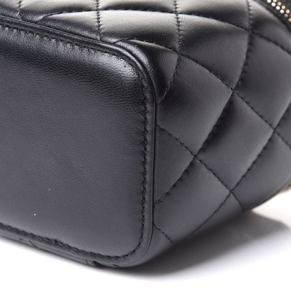 Chanel Lambskin Quilted Mini Pearl Crush Vanity Case With Chain Black 16 of 17