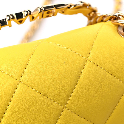 Chanel Lambskin Metal Quilted Mini Top Handle Square Flap Yellow 10 of 10