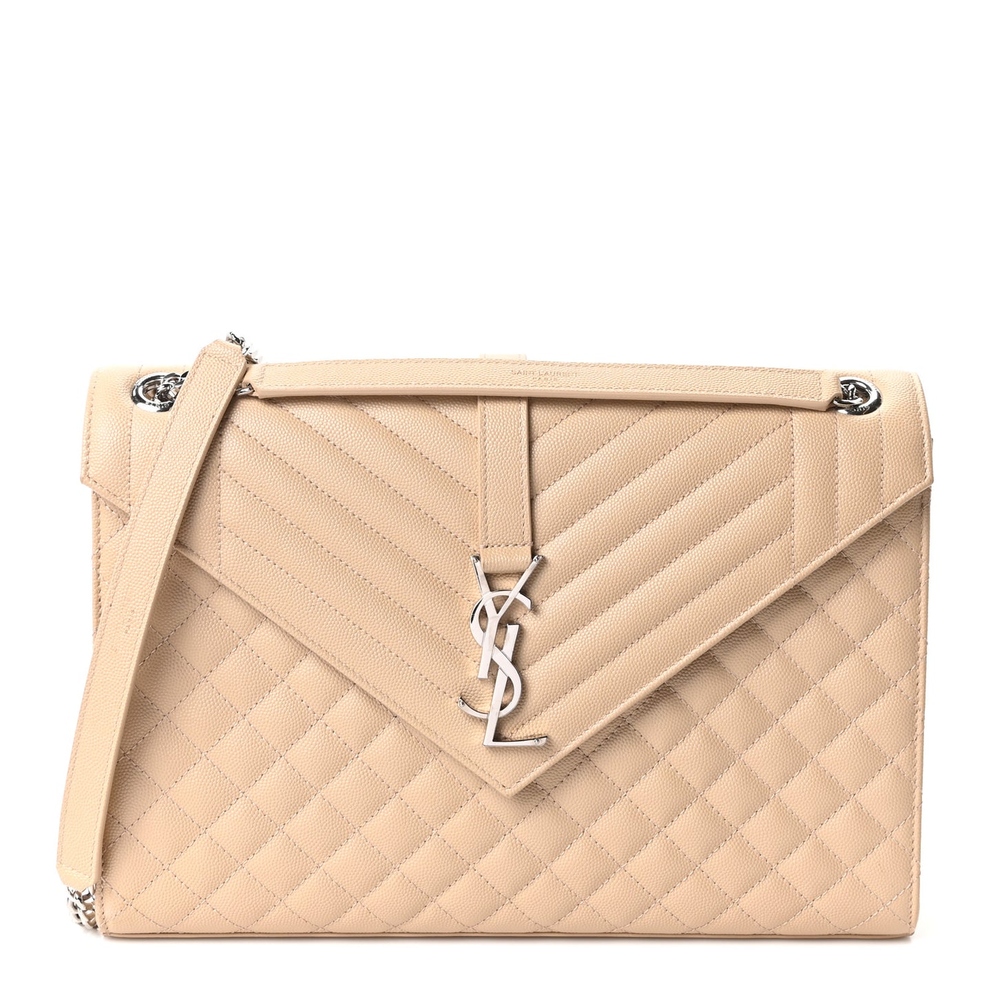 Grain De Poudre Matelasse Chevron Large Monogram Satchel Nude Powder