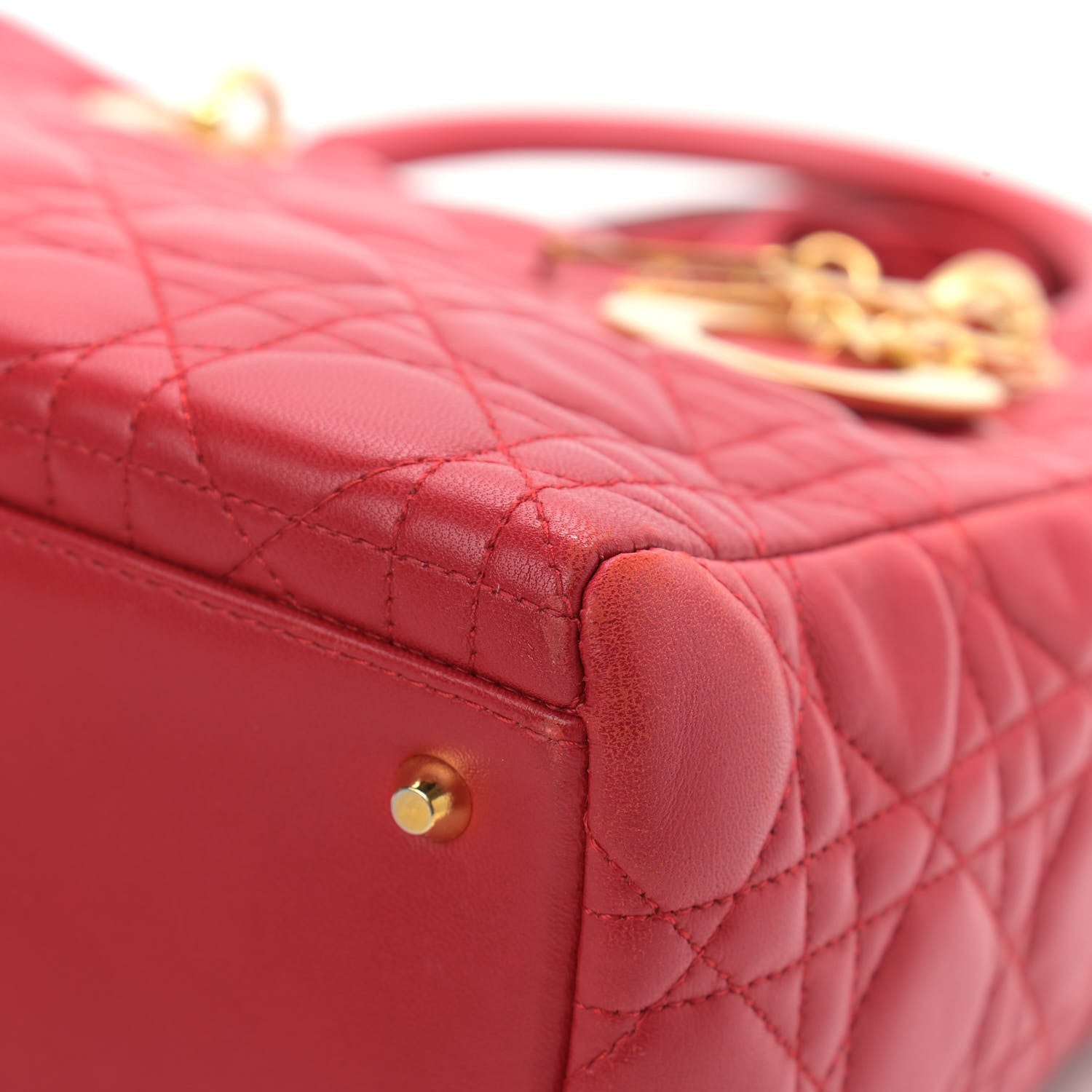 Christian Dior Lambskin Cannage Medium Lady Dior Red 11 of 14