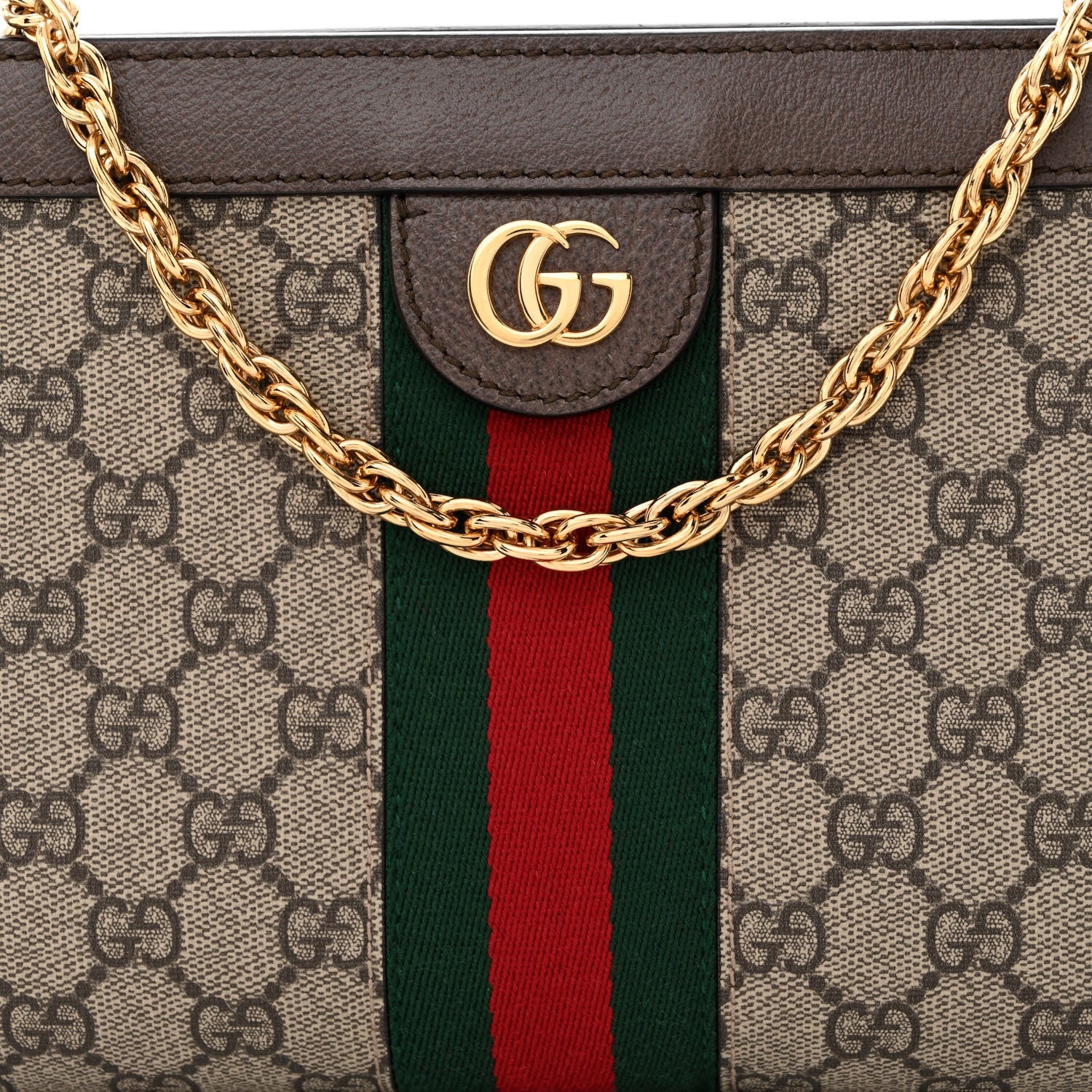 Gucci GG Supreme Monogram Web Small Ophidia Chain Shoulder Bag Brown 8 of 10