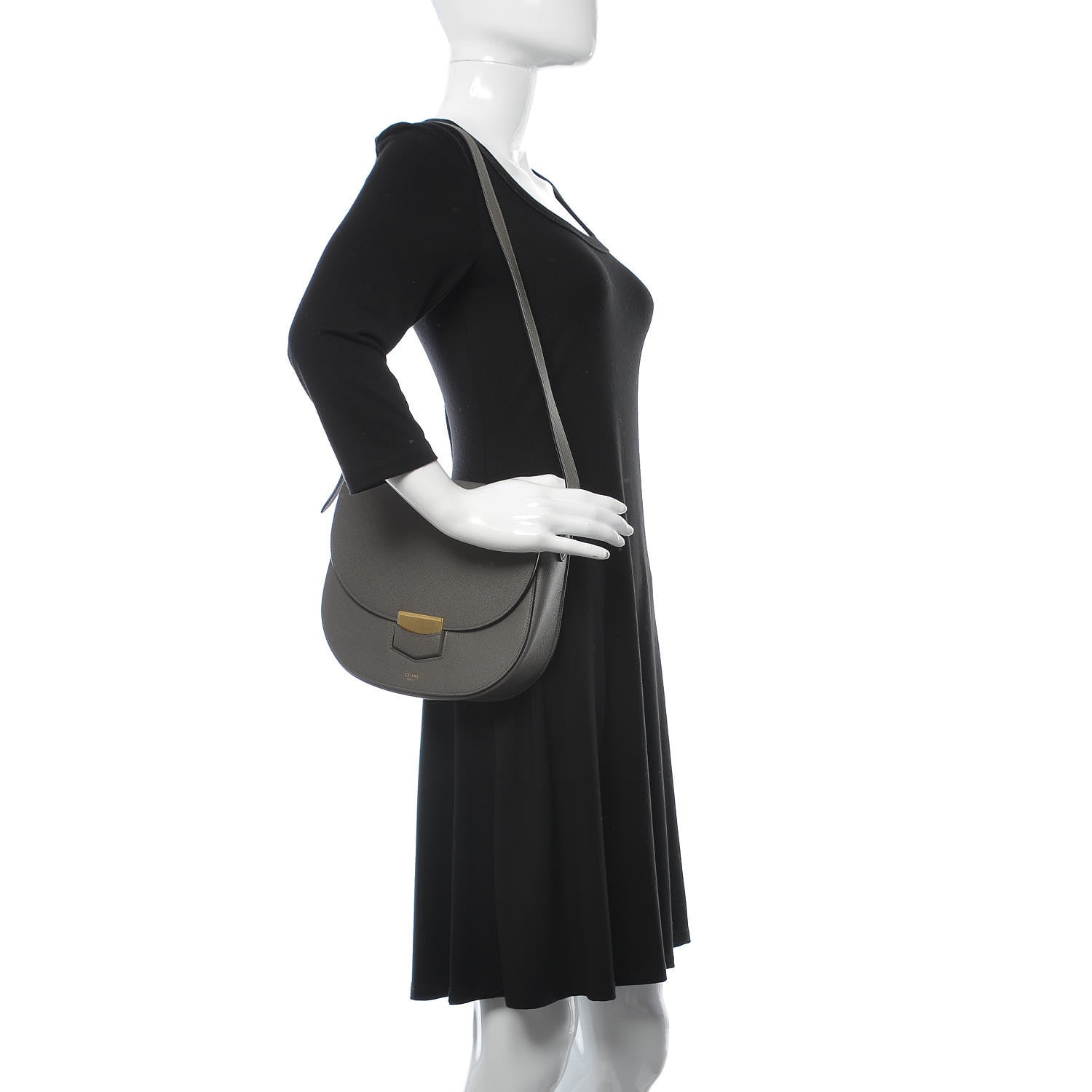Celine Grained Calfskin Compact Trotteur Grey 2 of 9